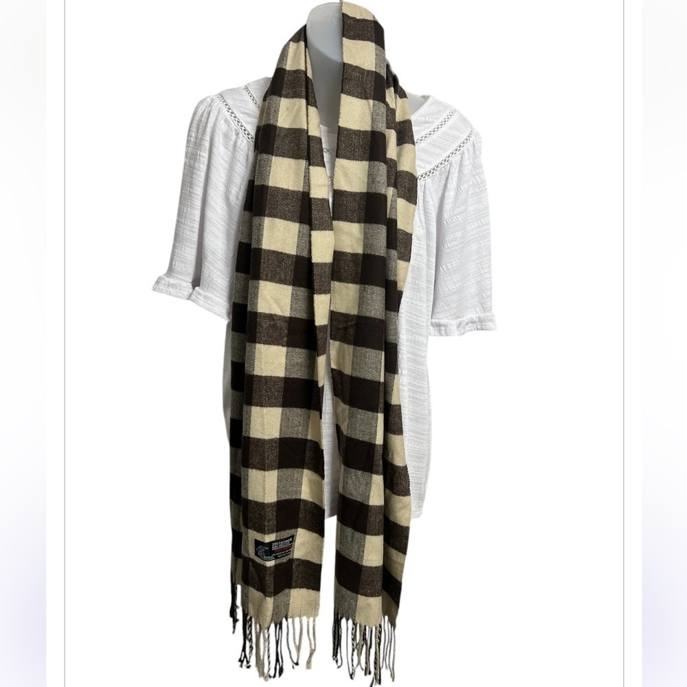 Italy Design Cashmere Blend Scarf Brown Plaid